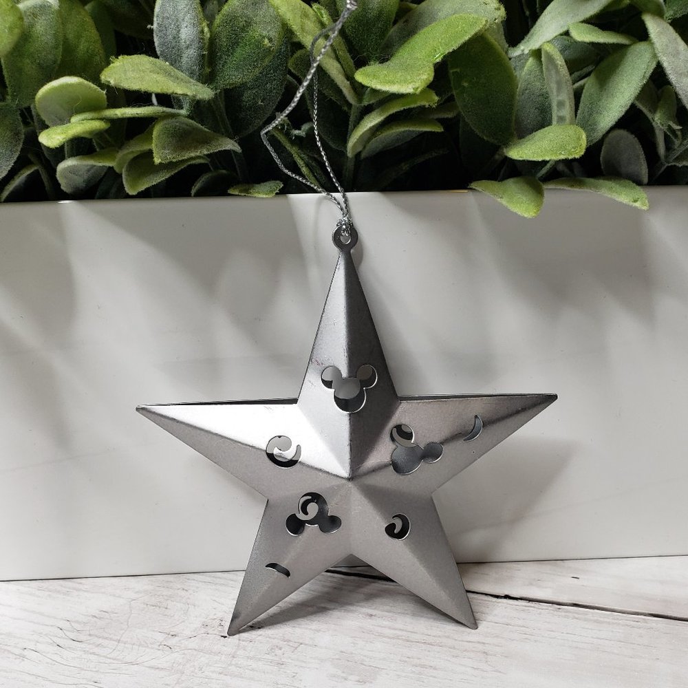 DISNEY WORLD Metal Star Cutout Mickeys 5.75" Christmas Ornament